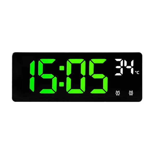 Alfalink Dereceli LED Dijital Masa Saati Termometre Alarm Takvimli
