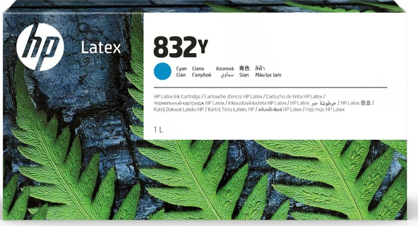 HP 832Y 1 litrelik Cyan Latex Orijinal Mürekkep Kartuşu (4UV06A) ürün görseli