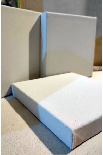 20x20cm 5'li Kare Set Arkadan Zımbalı Yüksek Kaliteli Astarlı Hazır Tuval Boş Kanvas Tablo - Resim 2