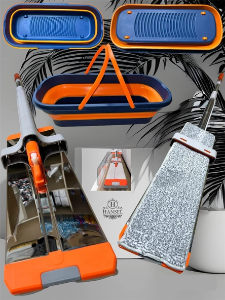 Kendinden Sıkmalı Katlanır Kovalı Lüx Mop Set - 3