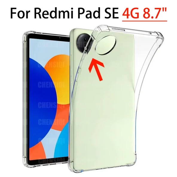 Xiaomi Redmi Pad SE 8.7inç Kılıf Darbelere Dayanıklı Şeffaf Kapak