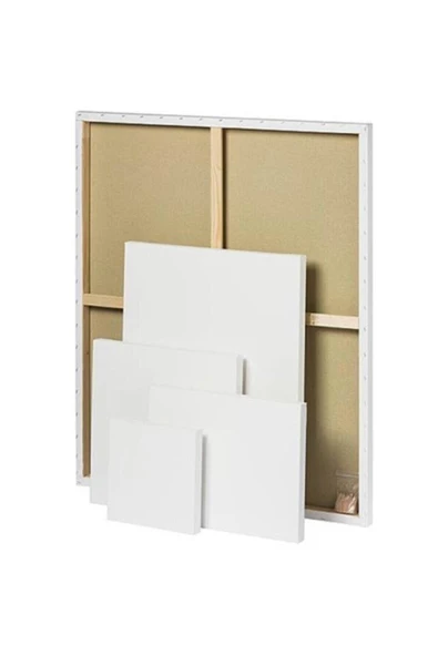20x20cm 5'li Kare Set Arkadan Zımbalı Yüksek Kaliteli Astarlı Hazır Tuval Boş Kanvas Tablo - Resim 4