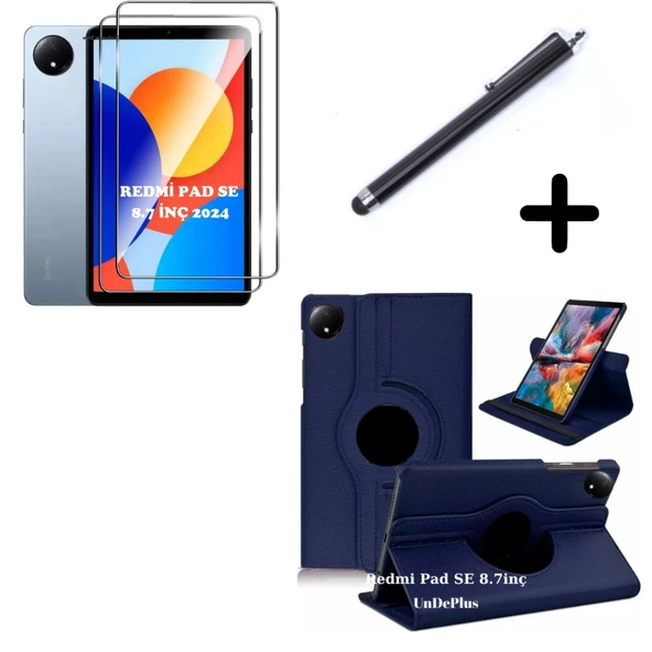 MobaxAksesuar Xiaomi Redmi Pad SE 8.7inç Kılıf Dönen Tablet Kilifi Ekran Koruyucu+Kalem (RedmiPad SE 11inç Değildir) - 2