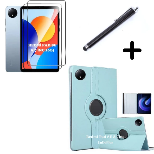 MobaxAksesuar Xiaomi Redmi Pad SE 8.7inç Kılıf Dönen Tablet Kilifi Ekran Koruyucu+Kalem (RedmiPad SE 11inç Değildir) - 4