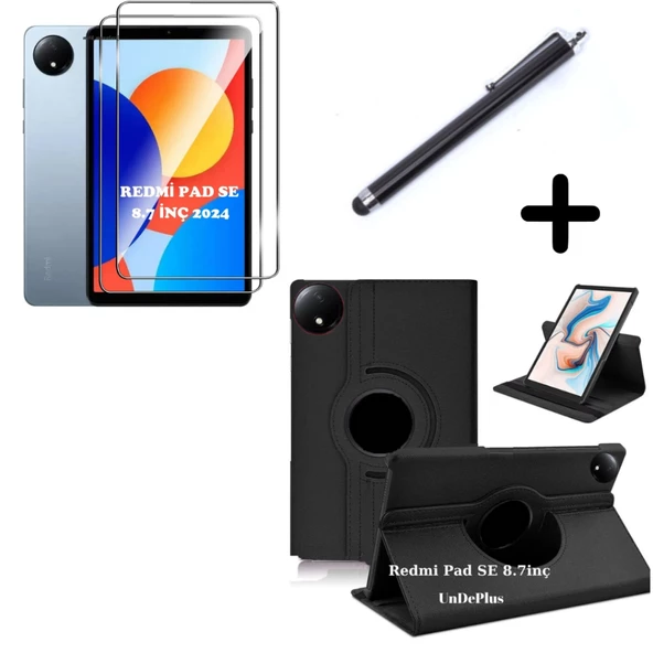 MobaxAksesuar Xiaomi Redmi Pad SE 8.7inç Kılıf Dönen Tablet Kilifi Ekran Koruyucu+Kalem (RedmiPad SE 11inç Değildir) - 5