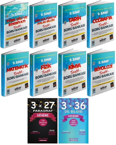 Miray 9. Sınıf Tüm Dersler Tematik Soru ve Anla Kazan Paragraf Dil Bilgisi Deneme 10lu Set - 3