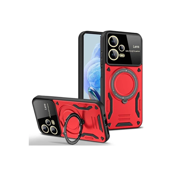 Smody Xiaomi Redmi Note 12 Pro 5G İle Uyumlu Kılıf Joy Lens Standlı Kapak
