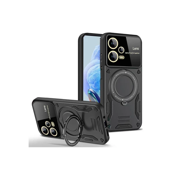 Smody Xiaomi Redmi Note 12 Pro 5G İle Uyumlu Kılıf Joy Lens Standlı Kapak - 5