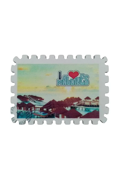 Maldivler Temalı Pul Magnet - Resim 3