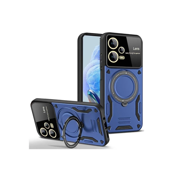 Smody Xiaomi Redmi Note 12 Pro 5G İle Uyumlu Kılıf Joy Lens Standlı Kapak - 3