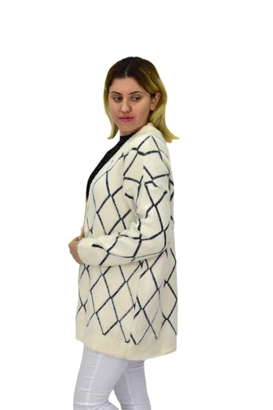 Kadın Triko Düğmeli Baklava Desen Hırka 5100 BGL-ST04068 - 6