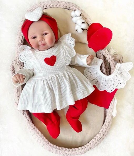 Kalp Baskılı Kutulu 5 Parça Hastane Çıkışı Seti Kırmızı ürün görseli