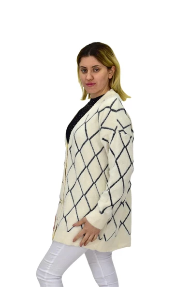 Kadın Triko Düğmeli Baklava Desen Hırka 5100 BGL-ST04068 - 8