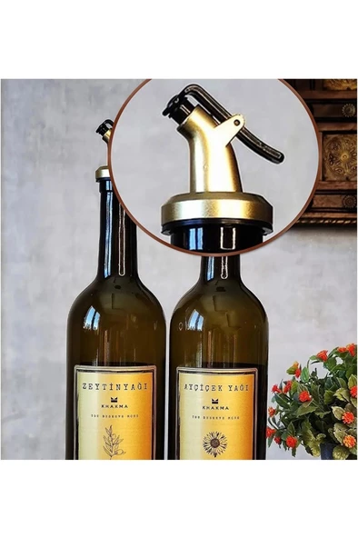 4 Adet Damlatmaz Yağdanlıklık Sirkelik Şişe Ucu Kapağı Tıpası Gold Siyah - 5