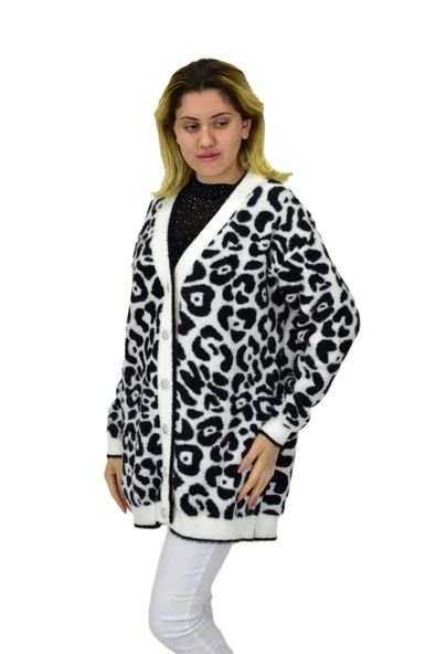 Kadın Leopar Desen Hırka 101002 BGL-ST04079 - Resim 10