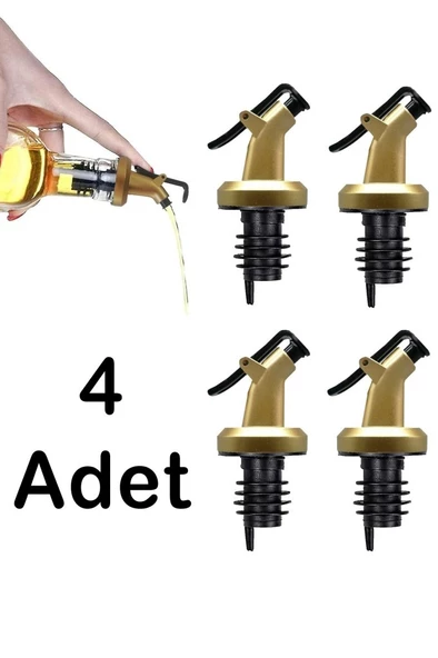 4 Adet Damlatmaz Yağdanlıklık Sirkelik Şişe Ucu Kapağı Tıpası Gold Siyah