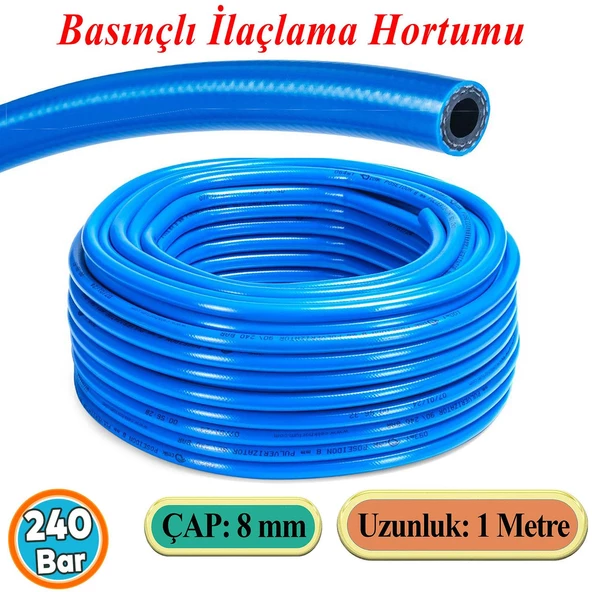 Basınçlı İlaçlama Hortumu Ağaç Bitki Yaprak Sebze Meyve Tarım Ziraat Hortum 240 Bar 8 mm 1 Metre