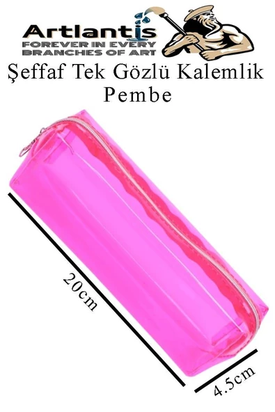 Şeffaf Kalemlik 1 Adet Tek Gözlü Transparan Kalem Kutusu Fosforlu Renkli Silikon Tek Bölmeli Makyaj Kozmetik Çantası - 3