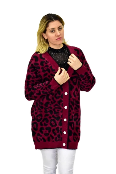 Kadın Leopar Desen Hırka 101002 BGL-ST04079 - Resim 5