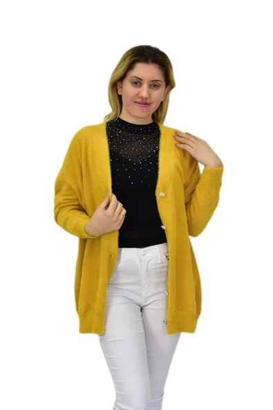 Kadın Triko Düğmeli Hırka 24153 BGL-ST04067 - Resim 9