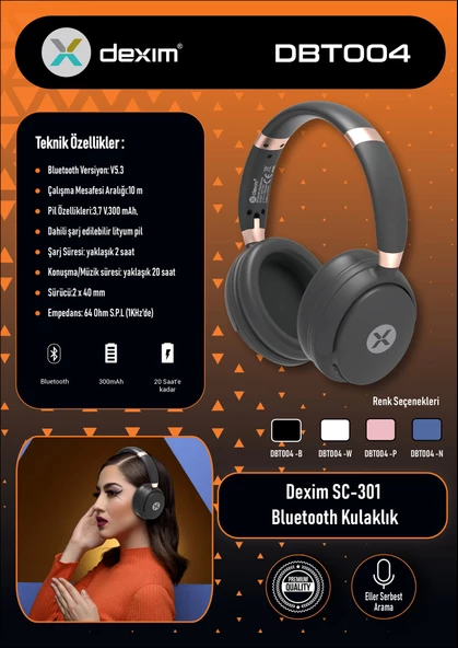 Dexim SC-301 Beyaz Kulak Üstü Bluetooth Kulaklık - 3