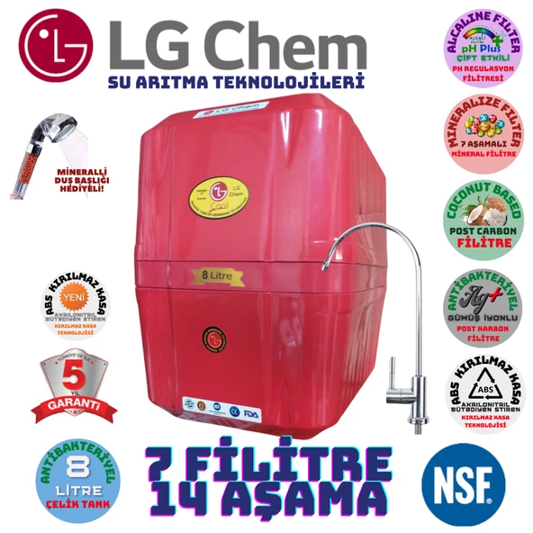 LG Chem COOL KIRMIZI 8 LİTRE 7 FİLTRE 14 AŞAMA SU ARITMA CİHAZI