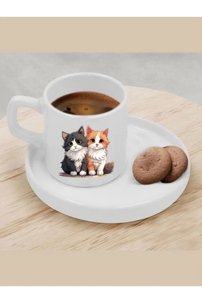 Özcan Tasarım Türk Kahvesi Fincanı Kedili Fincan