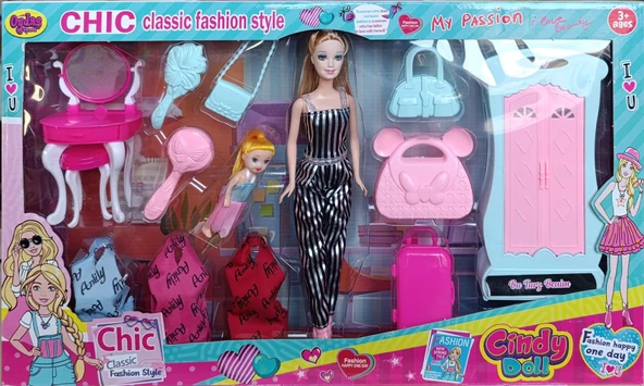 02259 OYDAŞ CİNDY DOLL DOLAPLI OYUNCAK BEBEK SETİ