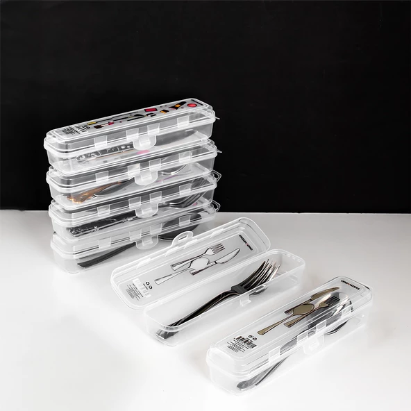 Porsima Te-192 6 lı Makyaj Fırçası Kalemlik Diş Fırçası Kabı Çatal Kaşık Bıçak Saklama Kutusu Kabı Seti - 4