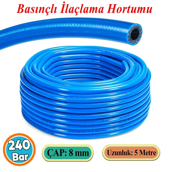 Basınçlı İlaçlama Hortumu Ağaç Bitki Yaprak Sebze Meyve Tarım Ziraat Hortum 240 Bar 8 mm 5 Metre