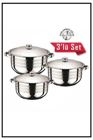 Royal Middle Çelik Tencere Seti 20 + 22 + 24 Cm ürün görseli 1