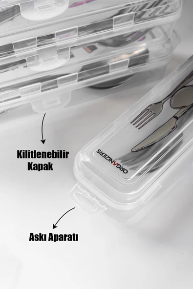 Porsima Te-192 6 lı Makyaj Fırçası Kalemlik Diş Fırçası Kabı Çatal Kaşık Bıçak Saklama Kutusu Kabı Seti - 3