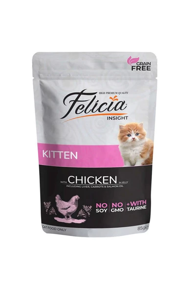 6 ADET FELICIA TAHILSIZ TAVUKLU YAVRU KEDI POUCH 85 GR 205078