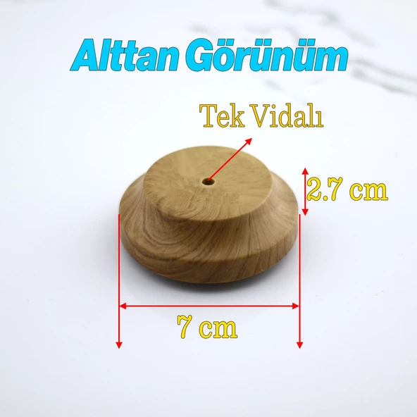Dolunay 10 Adet Kulp Düğme Tek Vidalı Ahşap Desenli Çekmece Mutfak Mobilya Dolabı Dolap Kulpu Kulbu - 5
