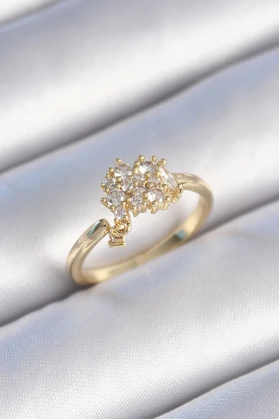 MuI MuI Pirinç Gold Renk Zirkon Taşlı Kadın Yüzük