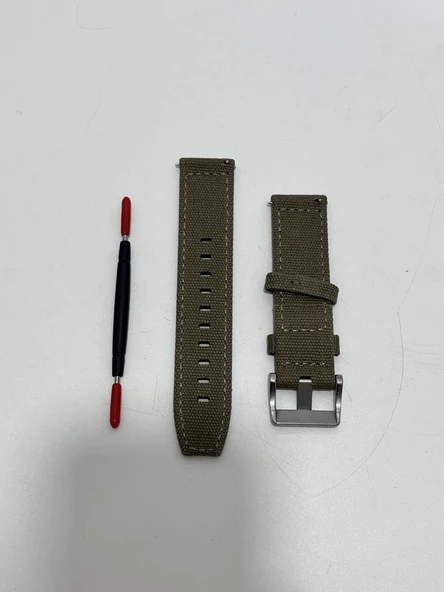 Hemsut Crafted Kanvas Saat Kordonu Haki 22mm - 4