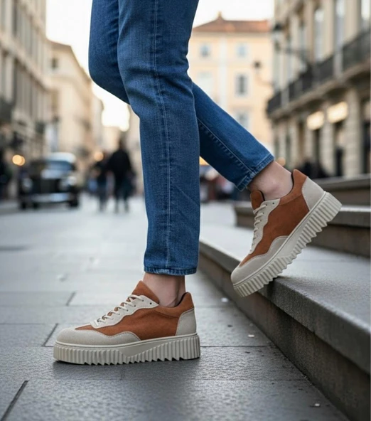 BA0802  Taba Süet Yüksek Taban Erkek Günlük Ayakkabı - Resim 2