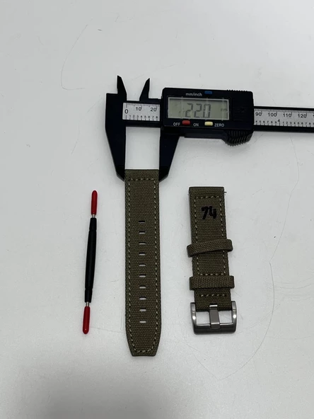 Hemsut Crafted Kanvas Saat Kordonu Haki 22mm - 6