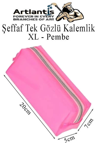 Şeffaf Kalemlik XL 1 Adet Tek Gözlü Transparan Kalem Kutusu Fosforlu Renkli Silikon Tek Bölmeli Makyaj Kozmetik Çantası - 3