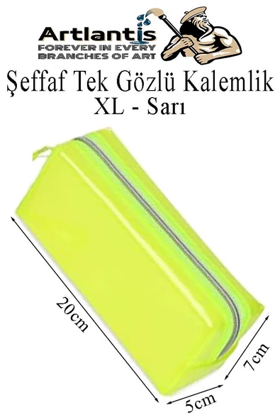 Şeffaf Kalemlik XL 1 Adet Tek Gözlü Transparan Kalem Kutusu Fosforlu Renkli Silikon Tek Bölmeli Makyaj Kozmetik Çantası - 4