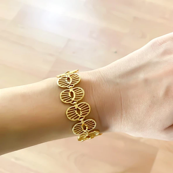 BZ Altın Kaplama Hint İşi Kadın Bileklik BLK-833 - 2