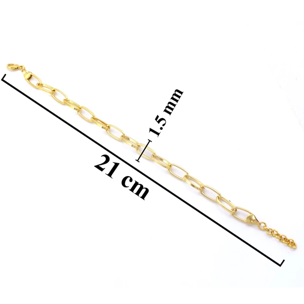 BZ Altın Kaplama Zincir - Hallow Bileklik BLK-985 - 5