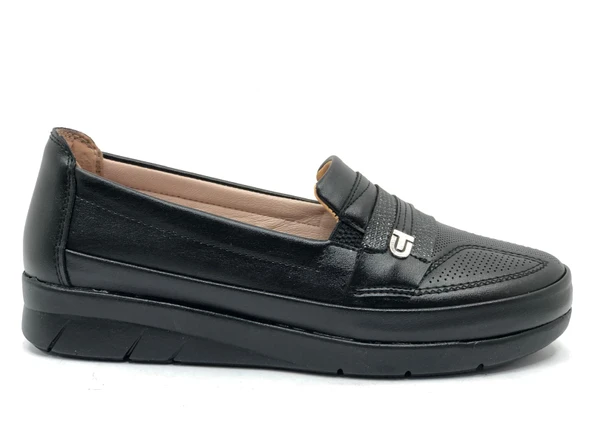 Berfilla Dr.Tavsiyeli İçi %100 Deri Anne Kadın Babet Ayakkabı - Resim 2