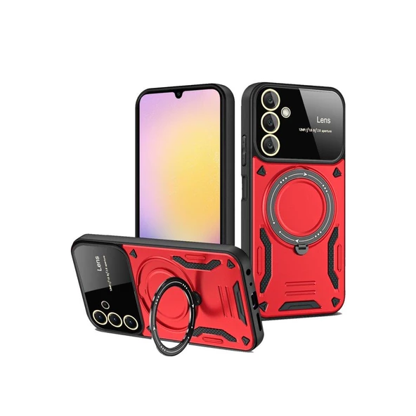 Smody Samsung Galaxy A15 4G İle Uyumlu Kılıf Joy Lens Standlı Kapak