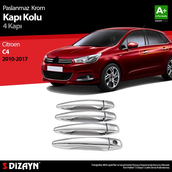 S-Dizayn Citroen C4 HB Krom Kapı Kolu 4 Kapı 2010-2020 - 1
