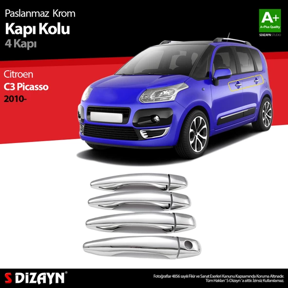 S-Dizayn Citroen C3 Picasso Krom Kapı Kolu 4 Kapı 2010-2017 ürün görseli