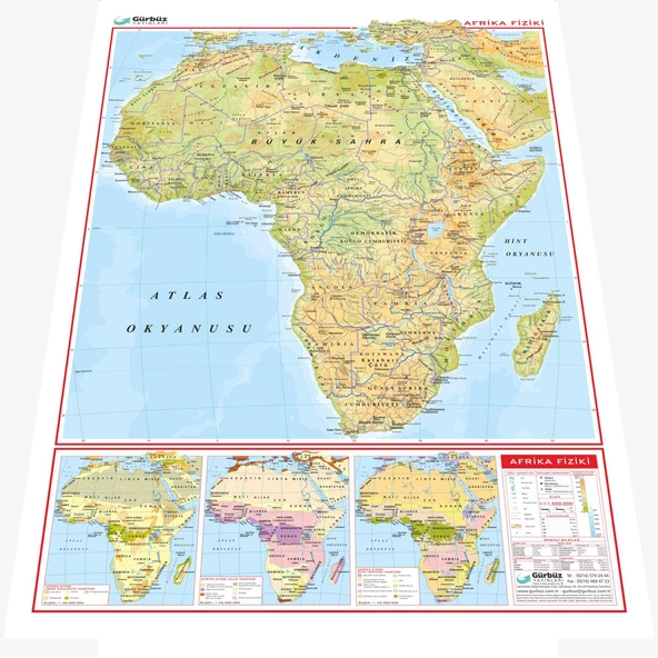 AFRİKA FİZİKİ HARİTASI (Kaplamalı) - 2