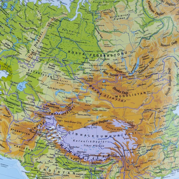 ASYA FİZİKİ HARİTASI (Kaplamalı) - 3