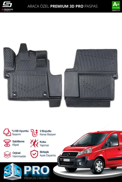 S-Dizayn Fiat Scudo 3D Pro Havuzlu Paspas Ön 2'Li 2007-2016 A+ Kalite
