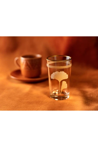 Madame Coco Lovely Ginkgo Leaves Chapelle 4 Lü Kahve Yanı Bardağı Seti - 100 ml